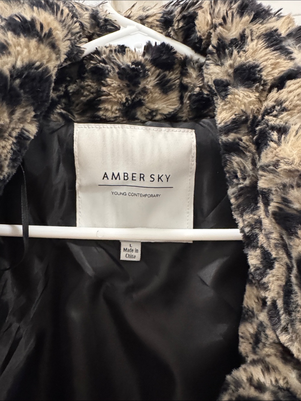 Amber Sky Faux Fur Leopard Print Oversized Coat - Picture 3 of 3